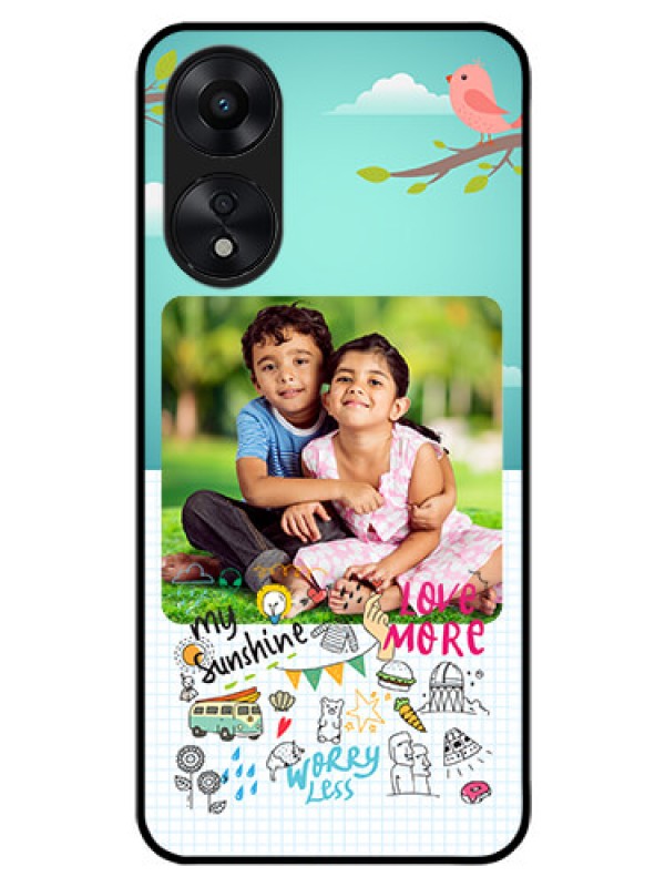 Custom Oppo A78 5G Photo Printing on Glass Case - Doodle love Design