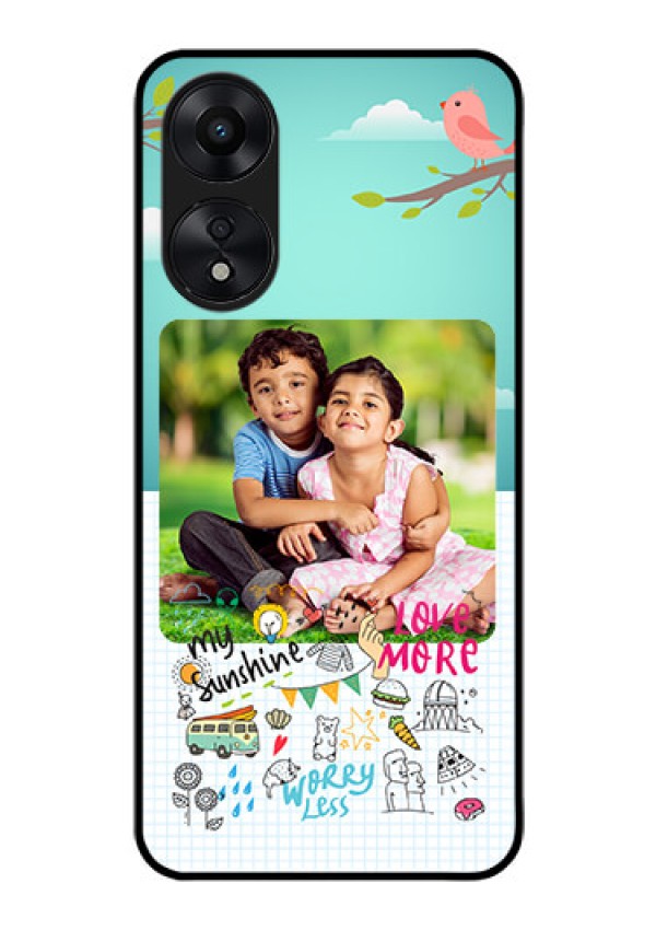 Oppo A78 5G Photo Printing on Glass Case - Doodle love Design