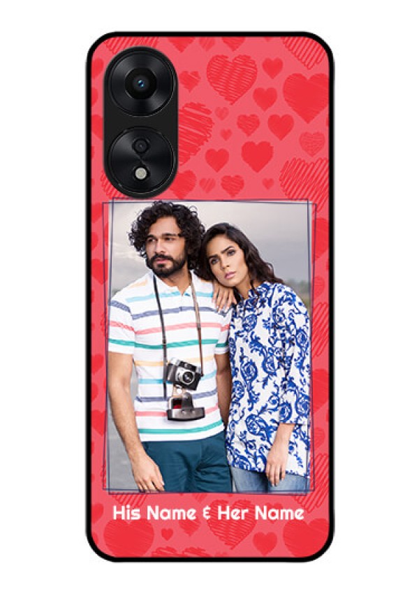 Oppo A78 5G Photo Printing on Glass Case - with Red Heart Symbols Design