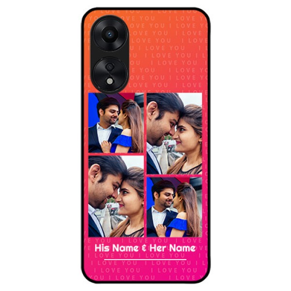 Oppo A78 5G Custom Glass Phone Case - I Love You Pink Design