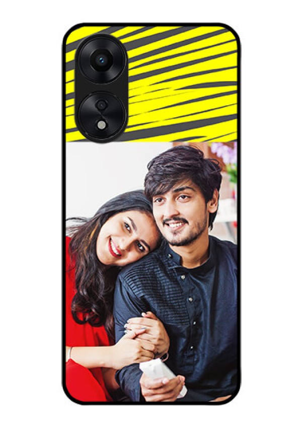 Oppo A78 5G Photo Printing on Glass Case - Yellow Abstract Design