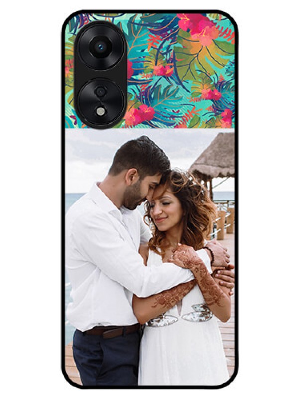 Custom Oppo A78 5G Photo Printing on Glass Case - Watercolor Floral Design