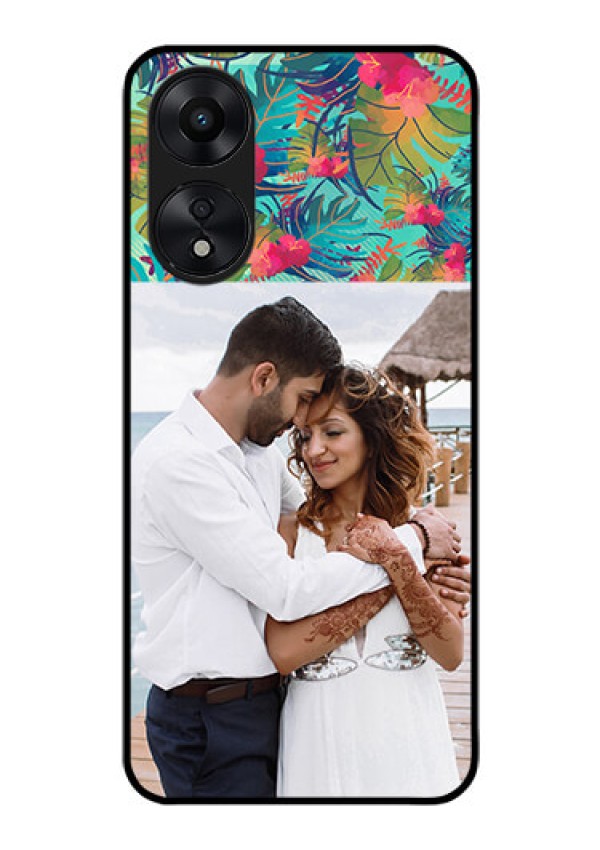 Oppo A78 5G Photo Printing on Glass Case - Watercolor Floral Design