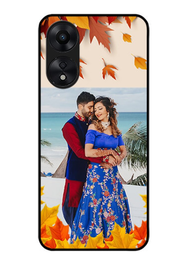 Oppo A78 5G Photo Printing on Glass Case - Autumn Maple Leaves Design
