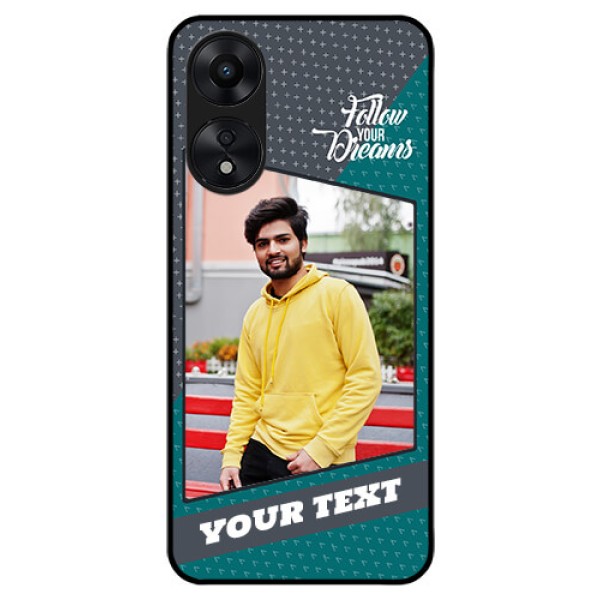 Oppo A78 5G Personalized Glass Phone Case - Background Pattern Design with Quote