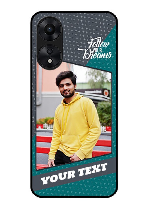 Oppo A78 5G Personalized Glass Phone Case - Background Pattern Design with Quote