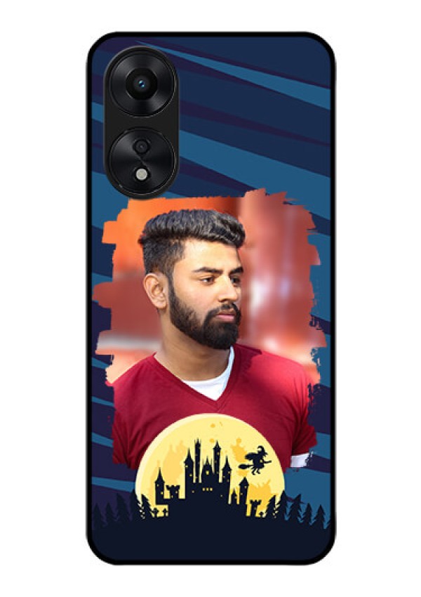 Oppo A78 5G Photo Printing on Glass Case - Halloween Witch Design