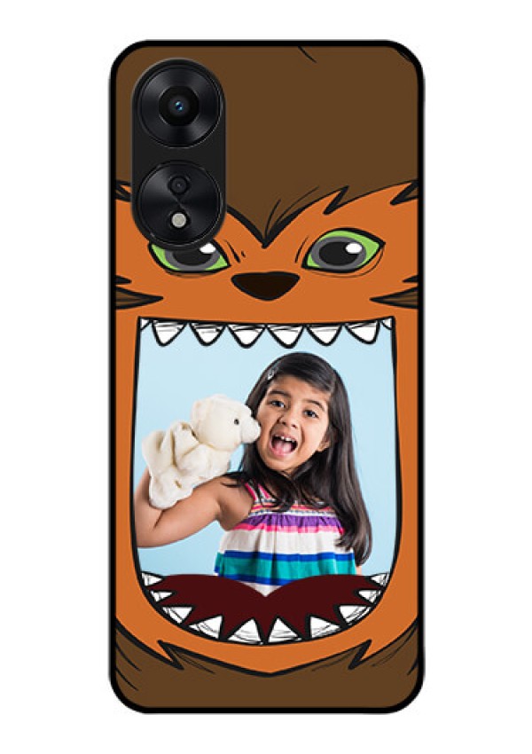 Oppo A78 5G Photo Printing on Glass Case - Owl Monster Back Case Design
