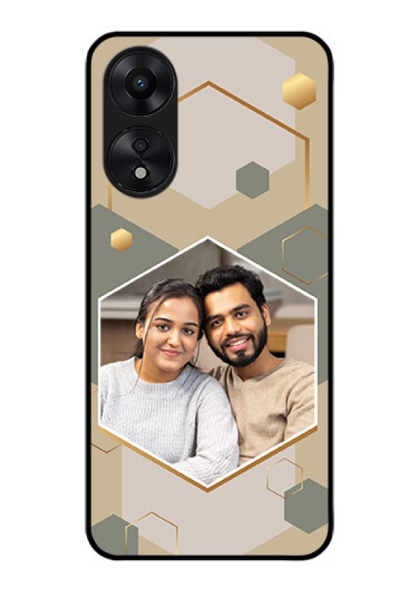Oppo A78 5G Photo Printing on Glass Case - Stylish Hexagon Pattern Design