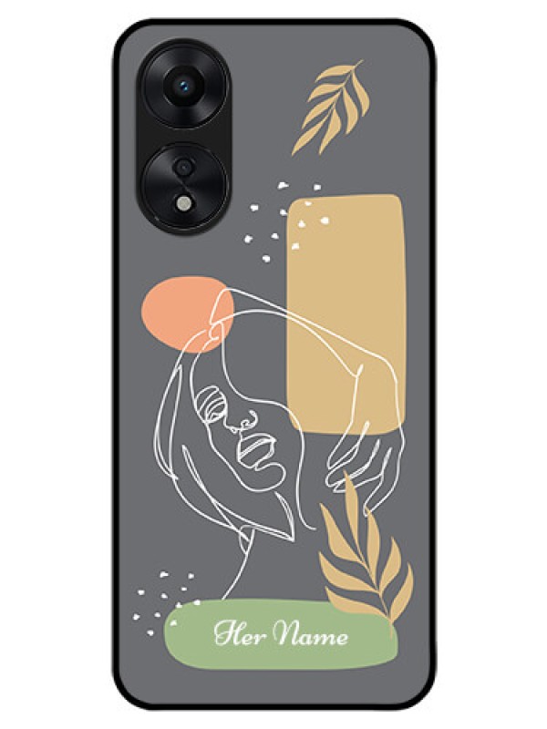 Custom Oppo A78 5G Custom Glass Phone Case - Gazing Woman line art Design