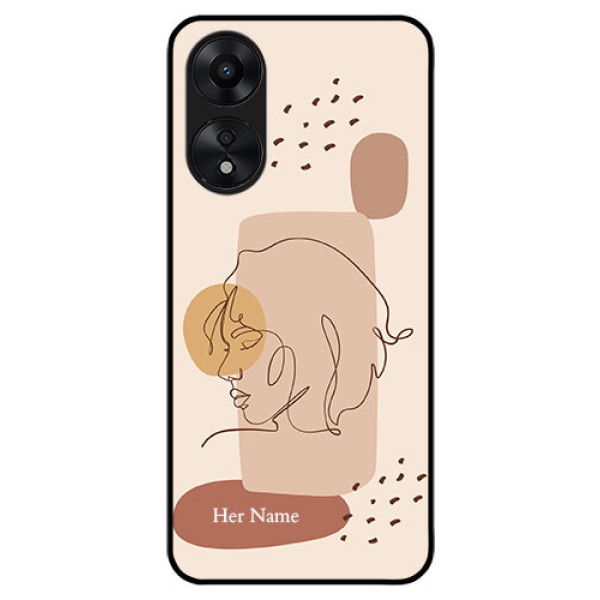 Oppo A78 5G Photo Printing on Glass Case - Calm Woman line art Design Oppo A78 5G Photo Printing on Glass Case - Calm Woman line art Design