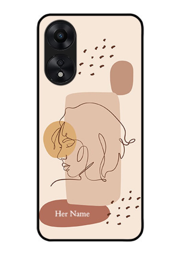 Oppo A78 5G Photo Printing on Glass Case - Calm Woman line art Design