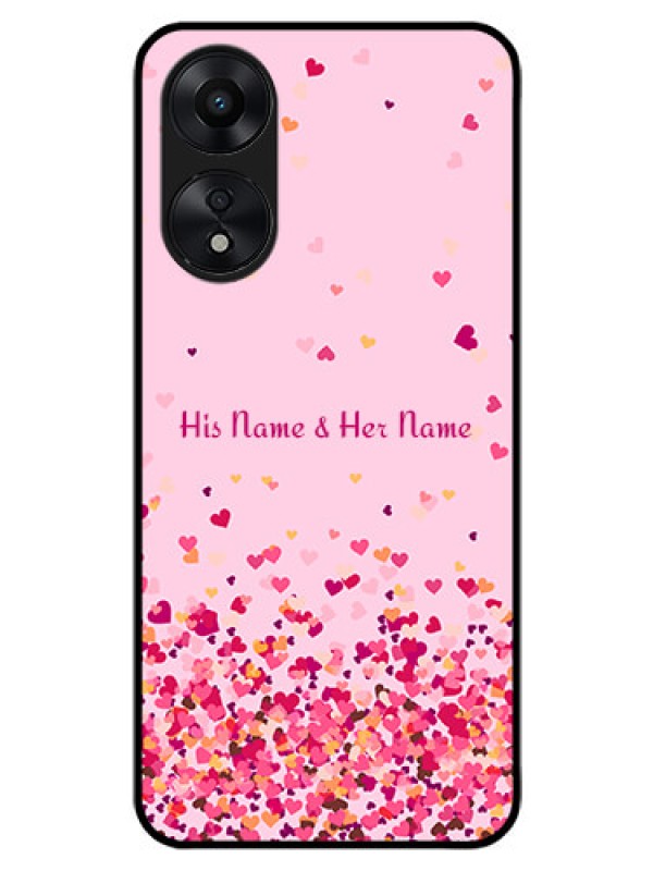 Custom Oppo A78 5G Photo Printing on Glass Case - Floating Hearts Design