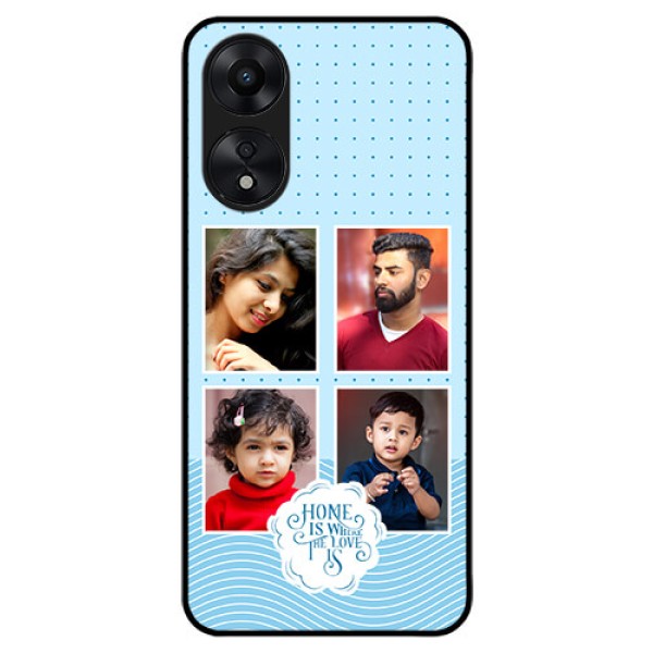 Oppo A78 5G Custom Glass Phone Case - Cute love quote with 4 pic upload Design
