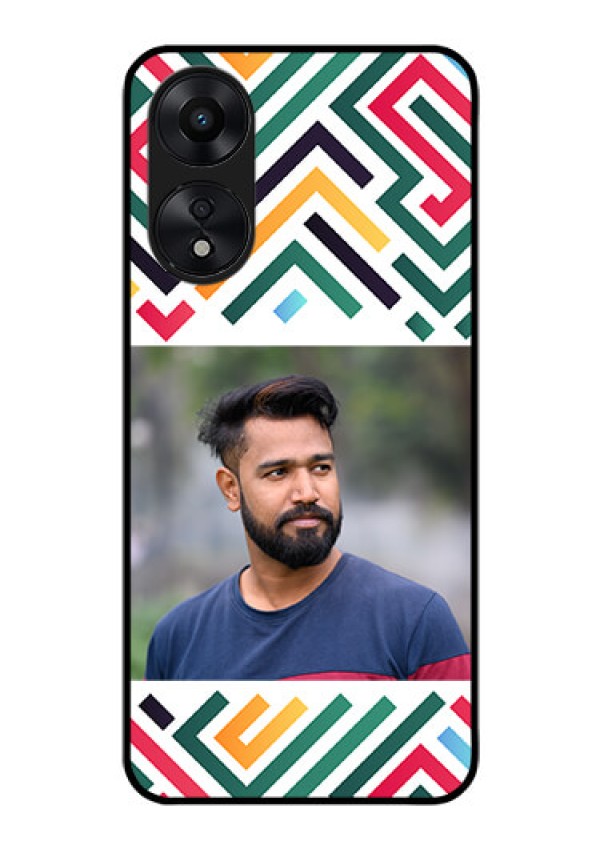 Oppo A78 5G Personalized Glass Phone Case - Colorful Maze Pattern Design