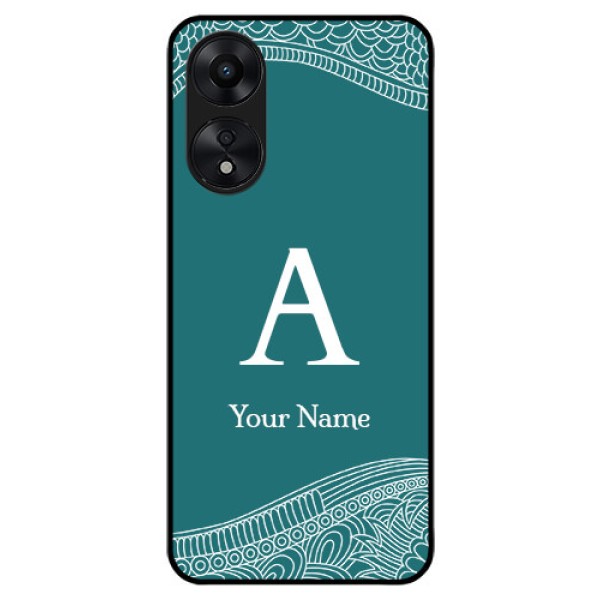 Oppo A78 5G Personalized Glass Phone Case - line art pattern with custom name Design