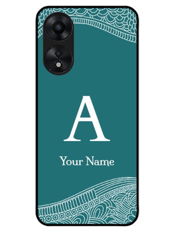 Custom Oppo A78 5G Personalized Glass Phone Case - line art pattern with custom name Design