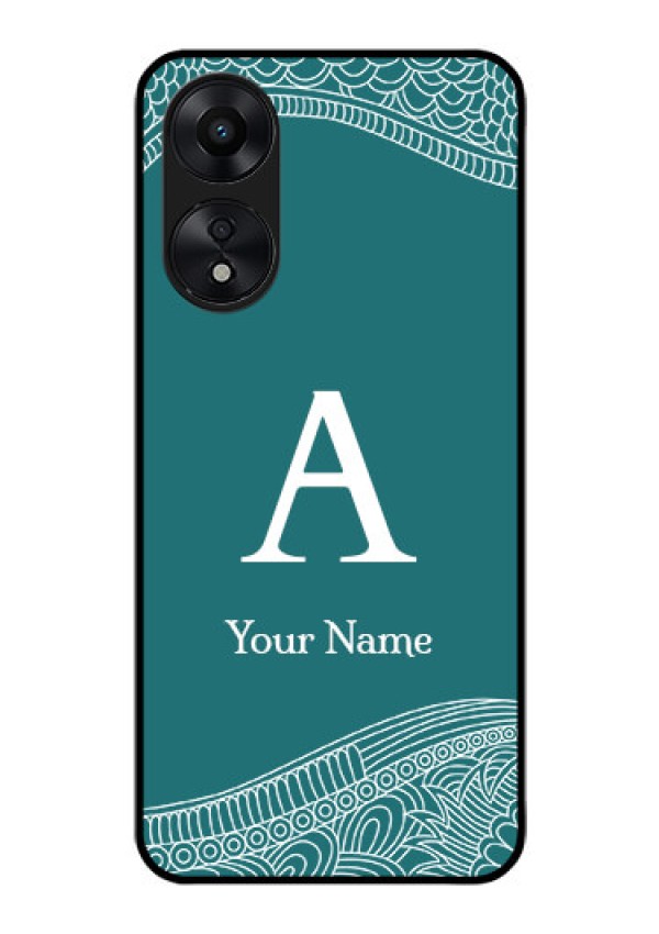 Oppo A78 5G Personalized Glass Phone Case - line art pattern with custom name Design
