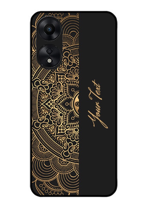 Oppo A78 5G Photo Printing on Glass Case - Mandala art with custom text Design
