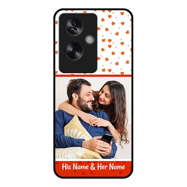 Oppo A79 5G Custom Glass Phone Case - Orange Love Symbol Design Oppo A79 5G Custom Glass Phone Case - Orange Love Symbol Design