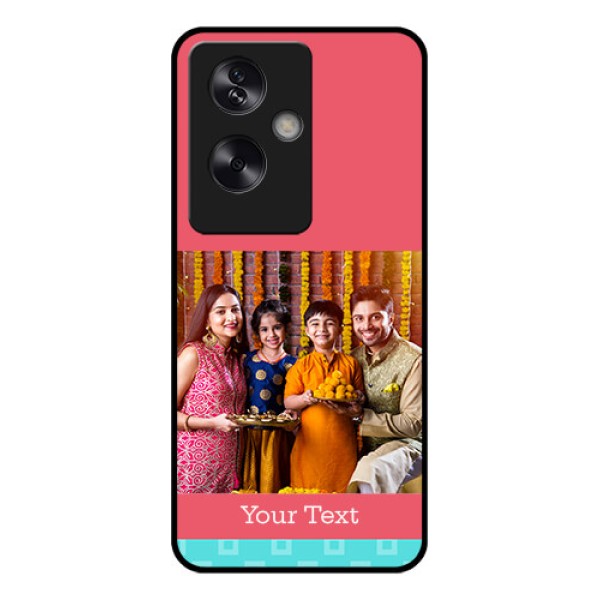 Oppo A79 5G Custom Glass Phone Case - Peach & Blue Color Design