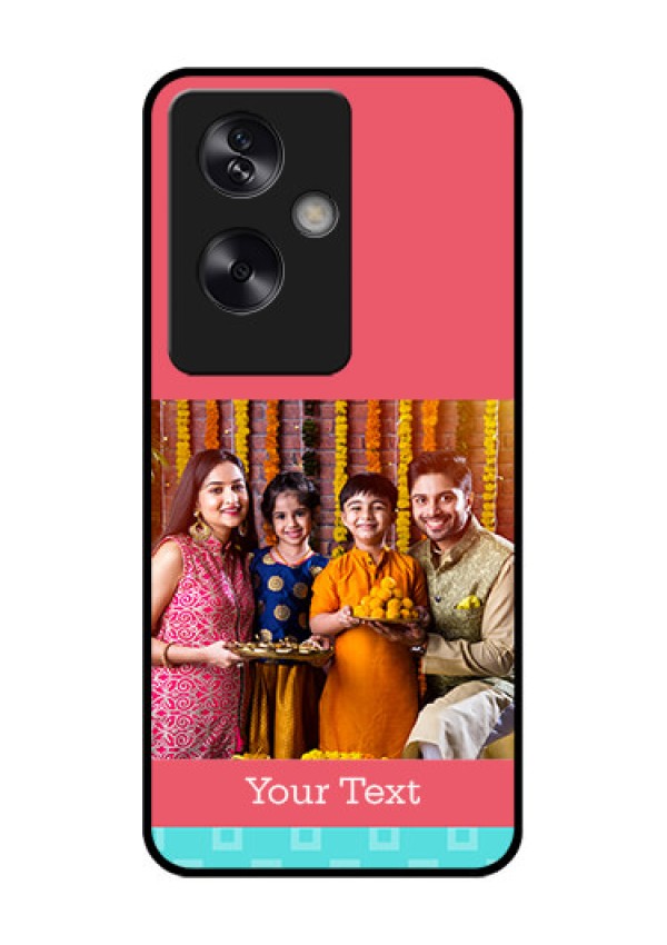 Oppo A79 5G Custom Glass Phone Case - Peach & Blue Color Design