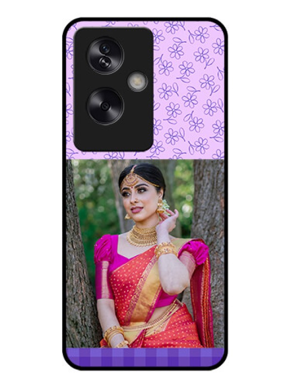 Custom Oppo A79 5G Custom Glass Phone Case - Purple Floral Design