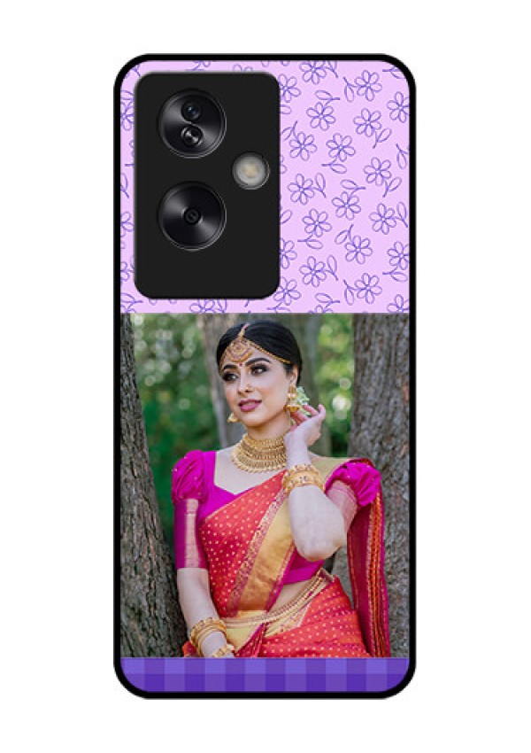 Oppo A79 5G Custom Glass Phone Case - Purple Floral Design