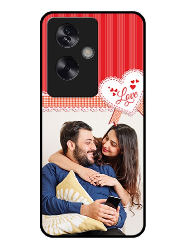 Custom Oppo A79 5G Custom Glass Phone Case - Red Love Pattern Design