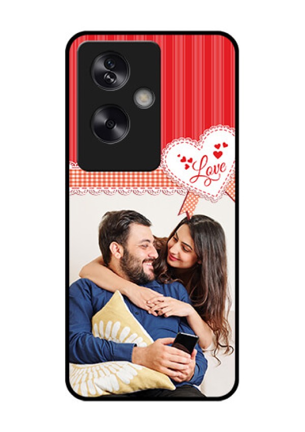 Oppo A79 5G Custom Glass Phone Case - Red Love Pattern Design