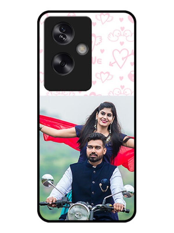 Custom Oppo A79 5G Custom Glass Phone Case - Pink Flying Heart Design