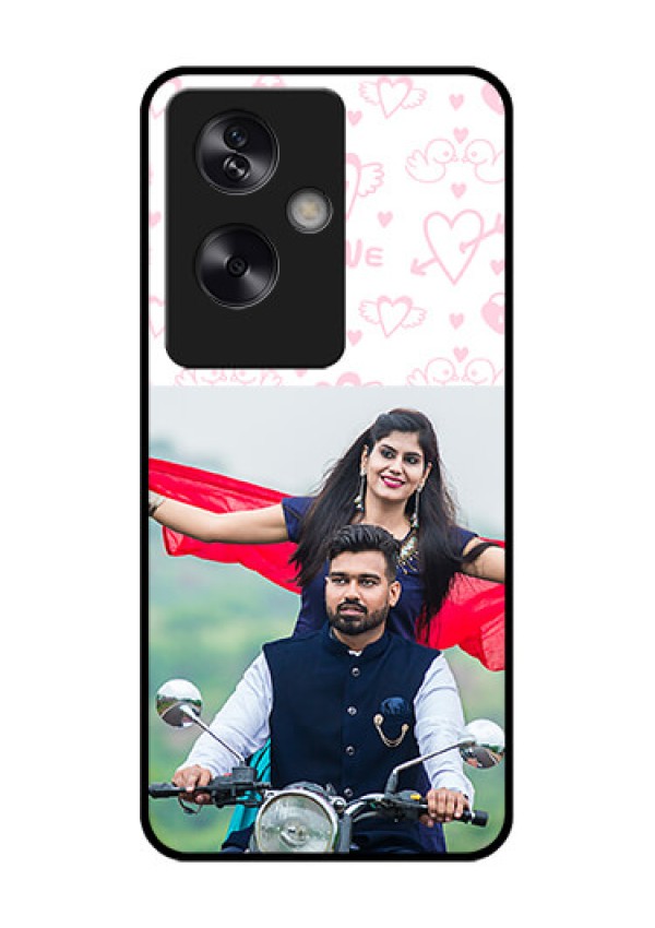 Oppo A79 5G Custom Glass Phone Case - Pink Flying Heart Design