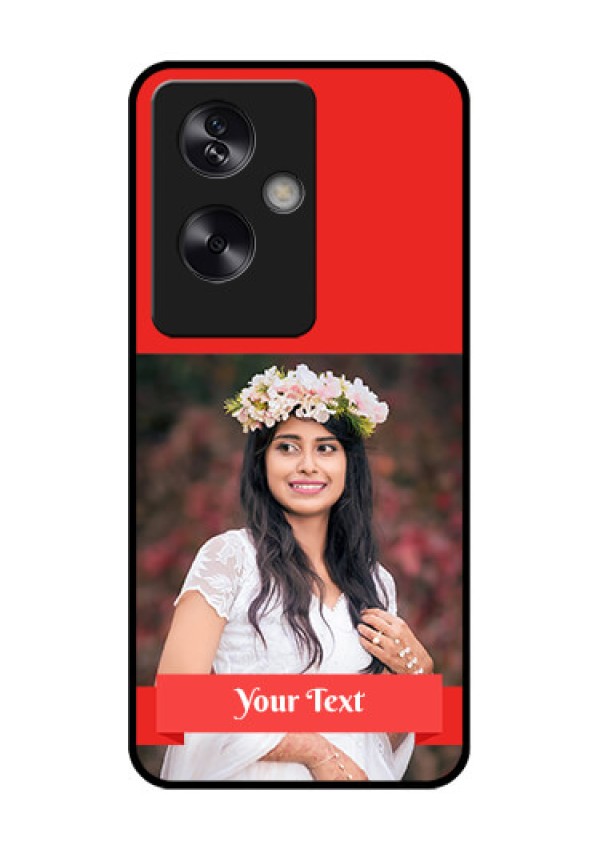 Oppo A79 5G Custom Glass Phone Case - Simple Red Color Design