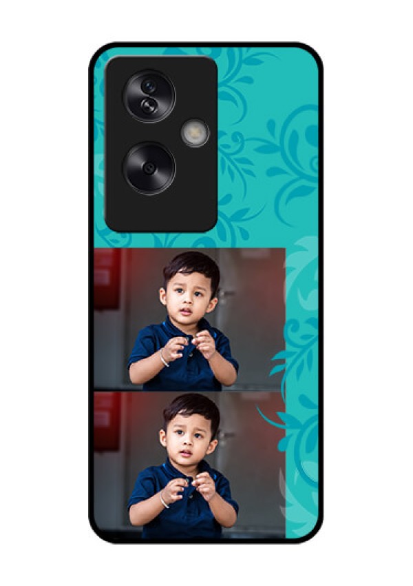 Oppo A79 5G Custom Glass Phone Case - With Photo And Green Floral Design