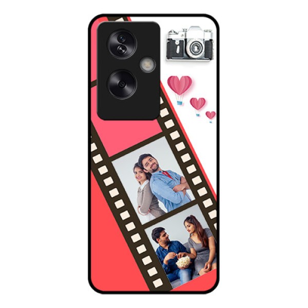 Oppo A79 5G Custom Glass Phone Case - 3 Image Holder With Film Reel