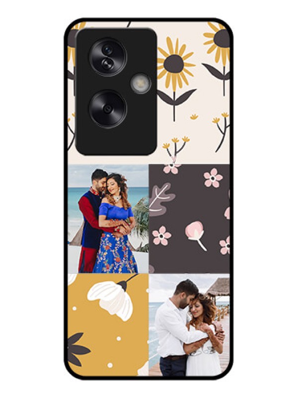 Custom Oppo A79 5G Custom Glass Phone Case - 3 Images With Floral Design