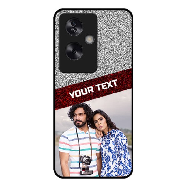 Oppo A79 5G Custom Glass Phone Case - Image Holder With Glitter Strip Design
