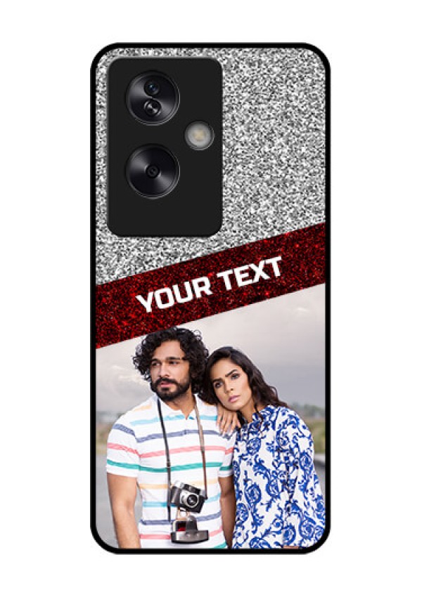 Oppo A79 5G Custom Glass Phone Case - Image Holder With Glitter Strip Design