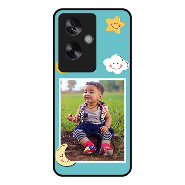Oppo A79 5G Custom Glass Phone Case - Smiley Kids Stars Design