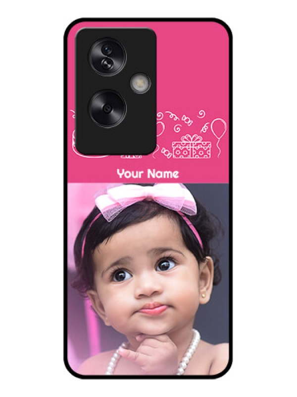 Custom Oppo A79 5G Custom Glass Phone Case - With Birthday Line Art Design