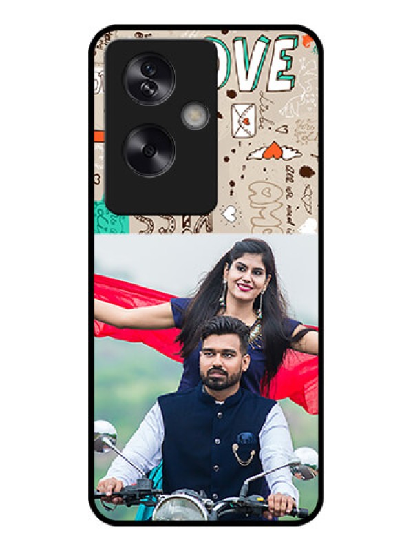 Custom Oppo A79 5G Custom Glass Phone Case - Love Doodle Pattern