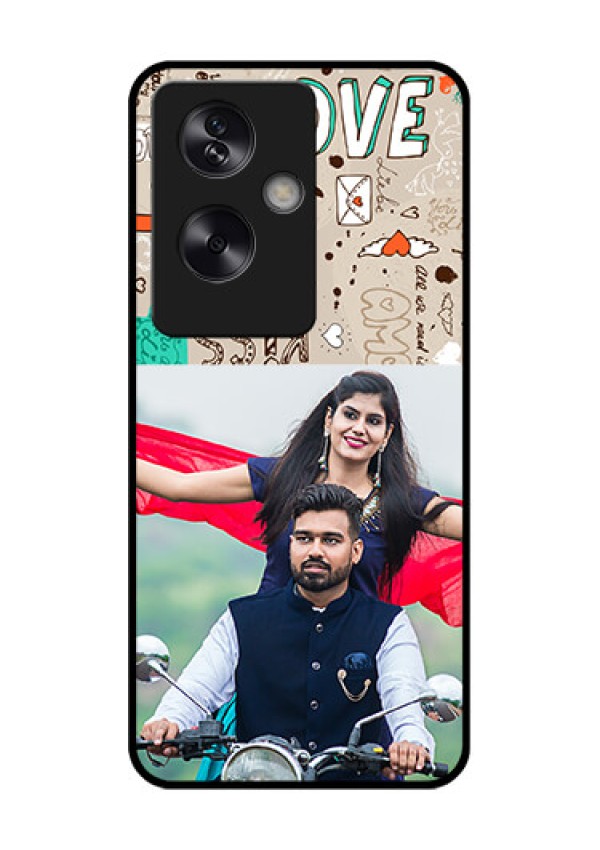 Oppo A79 5G Custom Glass Phone Case - Love Doodle Pattern