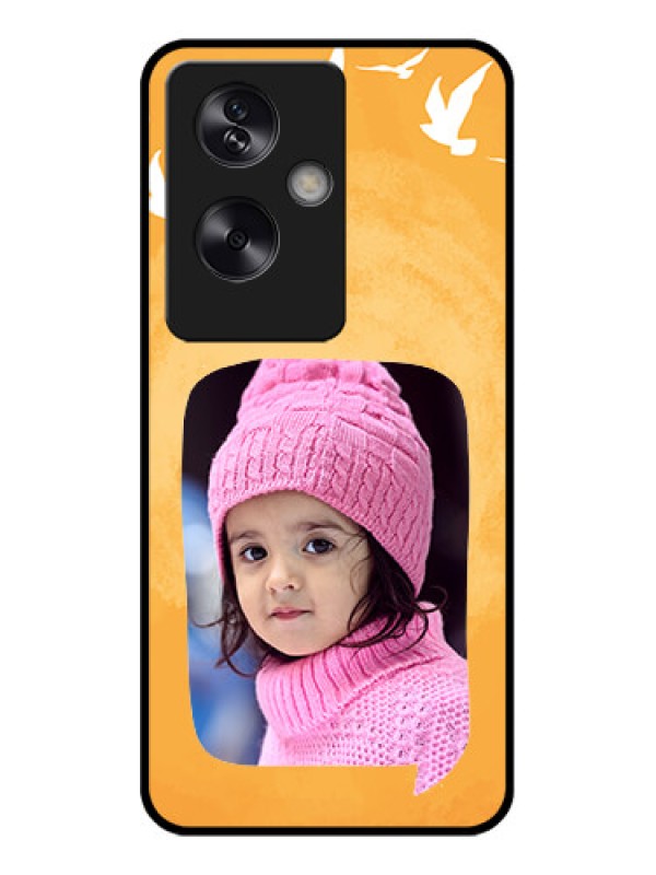 Custom Oppo A79 5G Custom Glass Phone Case - Water Color Design With Bird Icons