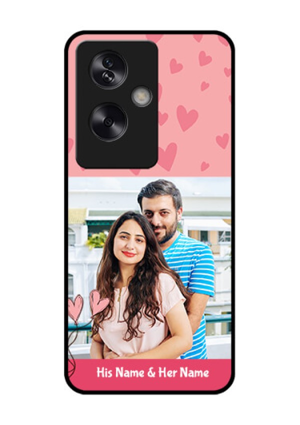 Oppo A79 5G Custom Glass Phone Case - Love Design Peach Color