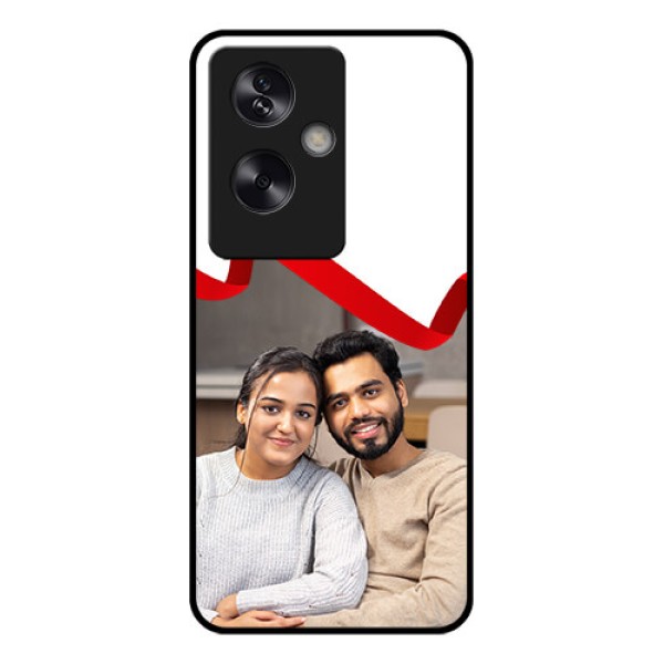 Oppo A79 5G Custom Glass Phone Case - Red Ribbon Frame Design