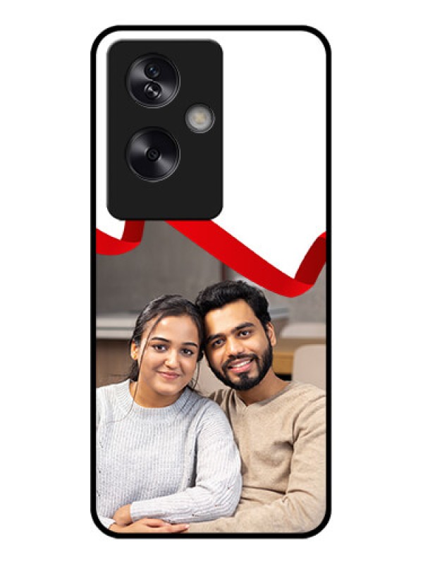 Custom Oppo A79 5G Custom Glass Phone Case - Red Ribbon Frame Design