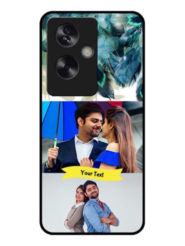 Custom Oppo A79 5G Custom Glass Phone Case - Image With Boho Peacock Feather Design