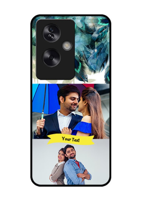 Oppo A79 5G Custom Glass Phone Case - Image With Boho Peacock Feather Design