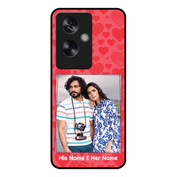 Oppo A79 5G Custom Glass Phone Case - With Red Heart Symbols Design Oppo A79 5G Custom Glass Phone Case - With Red Heart Symbols Design