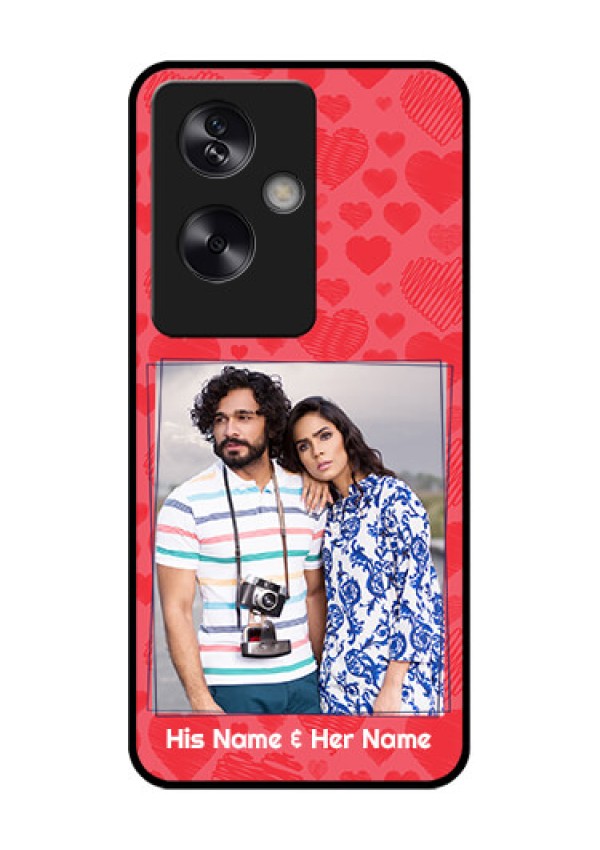 Oppo A79 5G Custom Glass Phone Case - With Red Heart Symbols Design